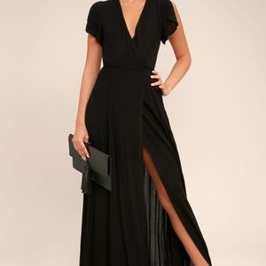 Black maxi wrap dress